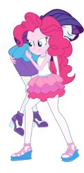 Size: 1613x3315 | Tagged: safe, artist:gmaplay, pinkie pie, rarity, equestria girls, equestria girls specials, g4, my little pony equestria girls: better together, my little pony equestria girls: holidays unwrapped, o come all ye squashful, ass, butt, butt touch, clothes, fireman carry, hand on butt, hand on hip, marshmelodrama, ots carry, over the shoulder, rah rah skirt, rarara, rarity being rarity, rarity peplum dress, rearity, simple background, skirt, solo, transparent background, vector