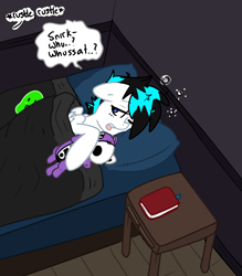 Size: 4297x4912 | Tagged: safe, oc, oc only, oc:frostfire, pegasus, pony, ask, sleeping, solo, tumblr comic