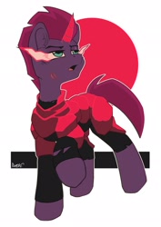 Size: 1448x2048 | Tagged: safe, artist:avery-valentine, tempest shadow, pony, unicorn, comic:a storm's lullaby, g4, armor, crystal armor, curved horn, female, horn, mare, scar, sombra eyes, tempest gets her horn back