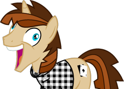 Size: 976x699 | Tagged: safe, artist:pegasski, oc, oc only, pony, unicorn, g4, base used, clothes, exploitable meme, horn, i didn't listen, image macro, male, meme, simple background, solo, stallion, transparent background, unicorn oc, unmoving plaid