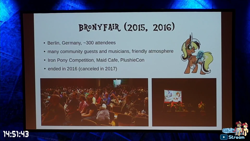 Size: 1280x720 | Tagged: safe, oc, convention, screen, seven years of mlp conventions