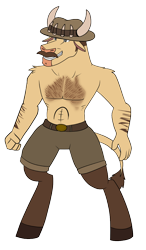 Size: 616x1052 | Tagged: safe, artist:eternity9, minotaur, crossover, facial hair, male, moustache, saxton hale, simple background, solo, team fortress 2, transparent background
