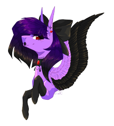 Size: 789x873 | Tagged: safe, artist:luuny-luna, oc, oc only, pegasus, pony, bow, female, hair bow, mare, simple background, solo, transparent background, two toned wings, wings