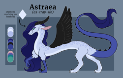 Size: 2000x1276 | Tagged: safe, artist:9centschange, oc, oc only, oc:astraea, draconequus, hybrid, draconequus oc, female, interspecies offspring, offspring, parent:discord, parent:rarity, parents:raricord, reference sheet, solo