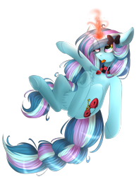 Size: 2175x2758 | Tagged: safe, artist:mediasmile666, oc, oc only, pony, collar, curved horn, female, high res, horn, mare, simple background, solo, tongue out, transparent background, underhoof