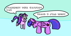 Size: 1438x723 | Tagged: artist needed, safe, starlight glimmer, twilight sparkle, g4, 1000 hours in ms paint, dialogue, shitposting