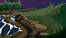 Size: 2000x1150 | Tagged: safe, artist:brainiac, bat pony, pony, commission, female, hidden wings, mare, pixel art, solo