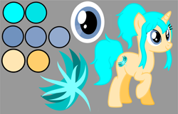 Size: 1412x907 | Tagged: safe, artist:isrrael120, oc, oc only, oc:agua, pony, unicorn, base used, female, gray background, horn, mare, reference sheet, simple background, solo, unicorn oc