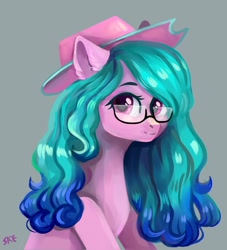 Size: 1000x1100 | Tagged: safe, artist:ske, oc, oc only, earth pony, pony, gift art, glasses, hat, looking at you, solo
