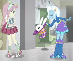 Size: 730x610 | Tagged: safe, edit, edited screencap, screencap, angel bunny, fluttershy, trixie, eqg summertime shorts, equestria girls, g4, good vibes, converse, cropped, shoes