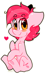 Size: 2104x3504 | Tagged: safe, artist:cookietasticx3, oc, oc only, earth pony, pony, blush sticker, blushing, earth pony oc, heart, high res, simple background, sitting, smiling, solo, transparent background