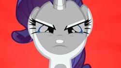 Size: 857x482 | Tagged: safe, edit, edited screencap, screencap, rarity, g4, sisterhooves social, angry, cropped, cute, looking at you, madorable