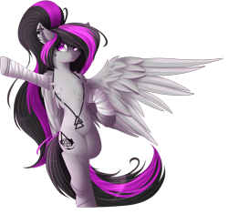 Size: 2526x2374 | Tagged: safe, artist:mediasmile666, oc, oc only, pegasus, pony, bandage, ear piercing, earring, female, high res, jewelry, mare, pendant, piercing, simple background, solo, transparent background