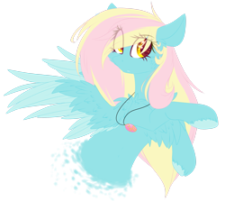 Size: 2591x2315 | Tagged: safe, artist:mediasmile666, oc, oc only, pegasus, pony, bust, colored wings, female, high res, jewelry, mare, pendant, simple background, solo, spread wings, transparent background, two toned wings, wings