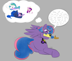 Size: 2788x2362 | Tagged: safe, artist:taurson, princess cadance, princess celestia, princess luna, twilight sparkle, oc, oc:queen galaxia (bigonionbean), oc:tommy the human, alicorn, pony, g4, adorable face, alicorn oc, alicorn princess, butt, child, colt, commissioner:bigonionbean, cute, cutie mark, dialogue, dream, ethereal mane, ethereal tail, extra thicc, female, flank, fusion, fusion:princess cadance, fusion:princess celestia, fusion:princess luna, fusion:twilight sparkle, high res, horn, hugging a pony, large butt, loving embrace, loving gaze, lying down, magic, male, mare, mother and child, mother and son, passed out, plot, puffy cheeks, royalty, sleeping, speech bubble, the ass was fat, thought bubble, twilight sparkle (alicorn), wings, writer:bigonionbean