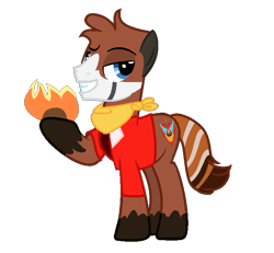 Size: 700x647 | Tagged: safe, artist:ngthanhphong, oc, red panda, red panda pony, fire, male, pony form, requested art, stallion