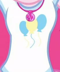 Size: 1920x2312 | Tagged: safe, screencap, pinkie pie, human, do it for the ponygram!, equestria girls, g4, my little pony equestria girls: better together, boobshot, breasts, clothes, cropped, cutie mark, cutie mark on clothes, female, geode of sugar bombs, jewelry, magical geodes, necklace, pictures of chests, sleeveless, solo, tank top, teenager
