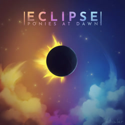 Size: 1200x1200 | Tagged: safe, artist:anticular, ponies at dawn, album cover, cloud, eclipse, moon, no pony, solar eclipse, sun