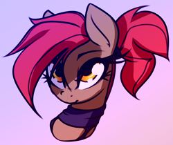 Size: 2960x2490 | Tagged: safe, artist:jetwave, oc, oc only, oc:dala vault, earth pony, pony, bust, clothes, earth pony oc, gradient background, high res, looking up, neck warmer, ponytail, portrait, solo