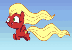 Size: 500x345 | Tagged: safe, artist:sonicpegasus, oc, oc only, oc:redi, pegasus, pony, animated, female, flying, gif, mare, solo, tongue out