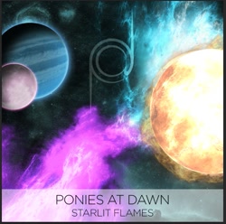 Size: 755x750 | Tagged: safe, alternate version, artist:jaron wilding, ponies at dawn, album cover, nebula, no pony, planet, sky, stars
