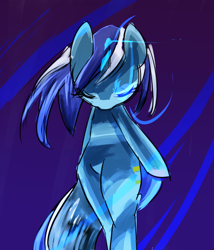 Size: 600x700 | Tagged: safe, artist:apyorehe, minuette, pony, unicorn, g4, bipedal, eyes closed, looking down, magic, solo