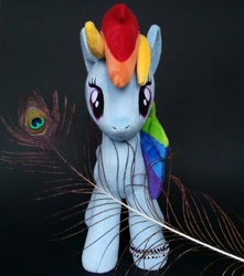 Size: 766x868 | Tagged: safe, artist:larsen toys, rainbow dash, pegasus, pony, g4, auction, caption, irl, photo, plushie, realistic