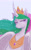 Size: 1199x1920 | Tagged: safe, artist:michinart, princess celestia, alicorn, pony, g4, blue background, bust, crown, female, jewelry, lidded eyes, mare, portrait, regalia, simple background, solo