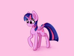 Size: 4800x3600 | Tagged: safe, artist:stravy_vox, twilight sparkle, alicorn, pony, g4, absurd resolution, female, mare, pink background, raised hoof, simple background, solo, twilight sparkle (alicorn)