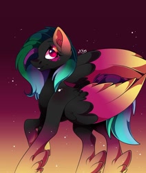 Size: 1080x1275 | Tagged: safe, artist:tessa_key_, oc, oc only, pegasus, pony, abstract background, female, hoof fluff, mare, pegasus oc, solo, two toned wings, wings