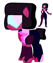 Size: 478x560 | Tagged: safe, artist:ponyrefaa, earth pony, gem (race), gem pony, pony, clothes, crossover, female, fusion, garnet (steven universe), gem, gem fusion, hat, mare, ponified, ruby, simple background, solo, steven universe, sunglasses, white background