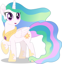 Size: 9015x9305 | Tagged: safe, artist:starcollider, princess celestia, alicorn, pony, g4, .svg available, :o, absurd resolution, clothes, female, jewelry, mare, movie accurate, open mouth, raised hoof, regalia, shoes, show accurate, simple background, solo, transparent background, vector