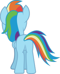 Size: 4868x6067 | Tagged: safe, artist:php178, derpibooru exclusive, rainbow dash, pegasus, pony, derpibooru, daring doubt, g4, .svg available, butt, featureless crotch, female, folded wings, juxtaposition, looking forward, mare, meta, plot, rainbutt dash, rear view, simple background, solo, standing, svg, transparent background, vector, wings