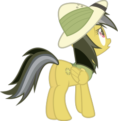 Size: 4084x4209 | Tagged: safe, artist:php178, derpibooru exclusive, daring do, pegasus, pony, derpibooru, daring doubt, g4, .svg available, butt, concerned, daring donk, female, folded wings, hat, juxtaposition, looking up, mare, meta, plot, rear view, simple background, solo, standing, svg, transparent background, vector, wing hole, wings