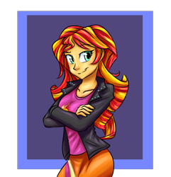 Size: 1158x1200 | Tagged: safe, artist:thescornfulreptilian, sunset shimmer, equestria girls, g4, crossed arms, female, smiling, solo