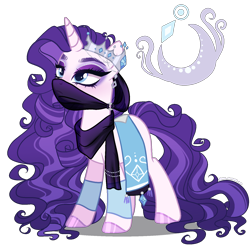 Size: 1606x1600 | Tagged: safe, artist:gihhbloonde, oc, oc only, pony, unicorn, crown, female, jewelry, long mane, long tail, magical lesbian spawn, mare, not rarity, offspring, parent:amira, parent:rarity, regalia, simple background, solo, transparent background, veil