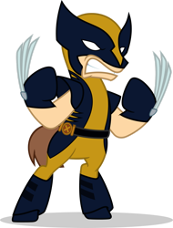 Size: 1280x1680 | Tagged: safe, artist:mlp-trailgrazer, oc, oc only, oc:applewolf, pony, clothes, cosplay, costume, simple background, solo, transparent background, wolverine