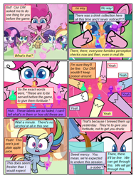 Size: 612x802 | Tagged: safe, artist:winged cat, edit, edited screencap, screencap, applejack, fluttershy, pinkie pie, rainbow dash, rarity, twilight sparkle, alicorn, earth pony, pegasus, pony, unicorn, comic:friendship is dragons, g4.5, my little pony: pony life, princess probz, collaboration, comic, d:, dialogue, eyelashes, female, looking back, mane six, mare, offscreen character, open mouth, potion, potions, screencap comic, smiling, sugarcube corner, twilight sparkle (alicorn), wings