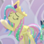 Size: 735x738 | Tagged: safe, screencap, fluttershy, sandbar, pegasus, pony, g4, horse play, my little pony: friendship is magic, celestia costume, celestia's crown, clothes, cosplay, costume, cropped, crown, fake horn, female, flutterbeautiful, hoof shoes, jewelry, mare, regalia, shylestia, star swirl the bearded costume