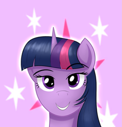 Size: 849x881 | Tagged: safe, artist:sane, twilight sparkle, alicorn, pony, g4, bust, cutie mark, purple hair, smiling, solo, twilight sparkle (alicorn)