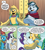 Size: 1833x2028 | Tagged: safe, artist:briannacherrygarcia, idw, fiona floppyears, indiana embereyes, meadowbrook, rarity, diamond dog, dog, earth pony, golden retriever, husky, pony, unicorn, g4, season 10, spoiler:comic, spoiler:comicannual2021, bipedal, cape, clothes, collar, female, female diamond dog, motormouth, ribbon, vest