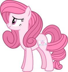 Size: 790x837 | Tagged: safe, artist:muhammad yunus, oc, oc only, oc:annisa trihapsari, earth pony, pony, alternate hairstyle, base used, earth pony oc, female, mare, pink body, pink hair, sad, sad pony, simple background, smiling, solo, transparent background, vector