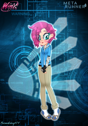 Size: 1565x2220 | Tagged: safe, artist:lumi-infinite64, artist:prismagalaxy514, artist:yaya54320bases, human, equestria girls, g4, barely eqg related, clothes, crossover, equestria girls style, hoodie, meta runner, pants, rainbow s.r.l, robotic arm, sandals, smg4, solo, tari (smg4), tecna, winx, winx club, winxified
