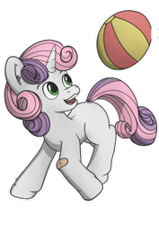 Size: 1280x1811 | Tagged: safe, artist:playful wings, sweetie belle, pony, unicorn, g4, ball, cute, diasweetes, open mouth, solo