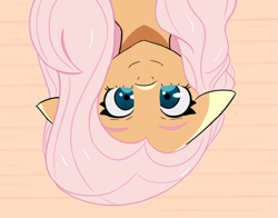 Size: 2325x1823 | Tagged: safe, artist:artiks, fluttershy, pony, g4, cute, female, flutternurse, looking at you, mare, shyabetes, solo, upside down