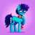 Size: 2000x2000 | Tagged: safe, artist:zowzowo, oc, oc only, earth pony, pony, blue mane, blue pony, clothes, commission, computer mouse, full body, glasses, green eyes, high res, hoof on chest, male, purple background, scarf, simple background, solo, stallion, standing, three quarter view