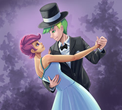 Size: 1883x1700 | Tagged: safe, artist:scs-g3-n17, scootaloo, spike, human, g4, clothes, dress, female, humanized, male, marriage, ship:scootaspike, shipping, straight, wedding, wedding dress