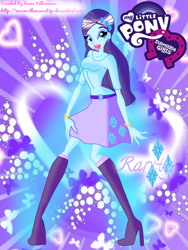 Size: 1200x1600 | Tagged: safe, artist:ravenvillanuevat2p, rarity, human, equestria girls, g4, boots, bracelet, clothes, crossover, cutie mark, equestria girls logo, hairpin, high heel boots, high heels, humanized, jewelry, shoes, solo, style emulation, winx, winx club, winxified