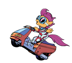 Size: 680x600 | Tagged: safe, artist:caseycoller, edit, scootaloo, pegasus, pony, g4, idw, the magic of cybertron, spoiler:comic, spoiler:the magic of cybertron01, autobot, background removed, cybertron, female, filly, mare, mini-con, scooter, simple background, sunglasses, sureshock, transformers, transparent background