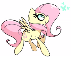Size: 2883x2325 | Tagged: safe, artist:kindakismet, fluttershy, butterfly, pegasus, pony, g4, female, high res, mare, profile, simple background, solo, white background